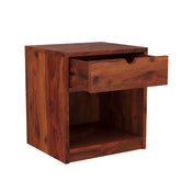 Maria Solid Sheesham Wood Bedside Table (Natural Finish)